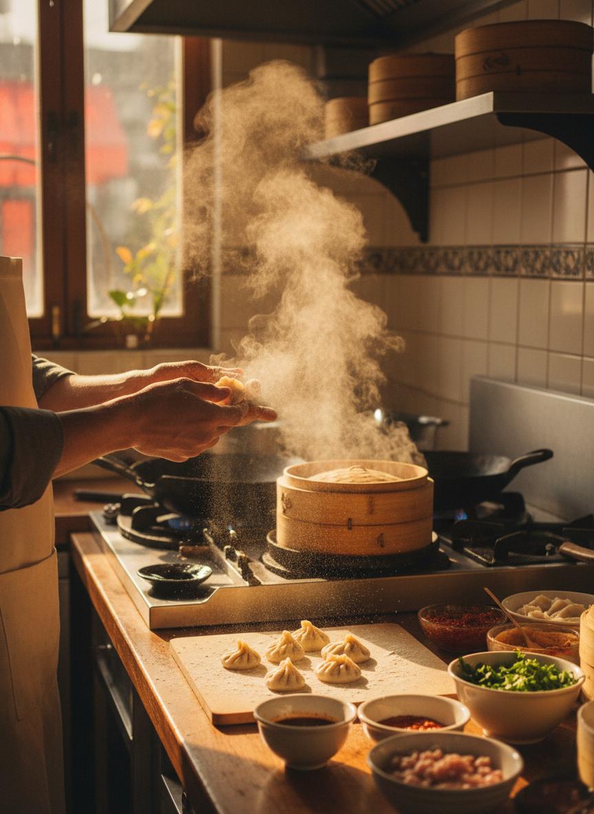 Chef preparing dimsum